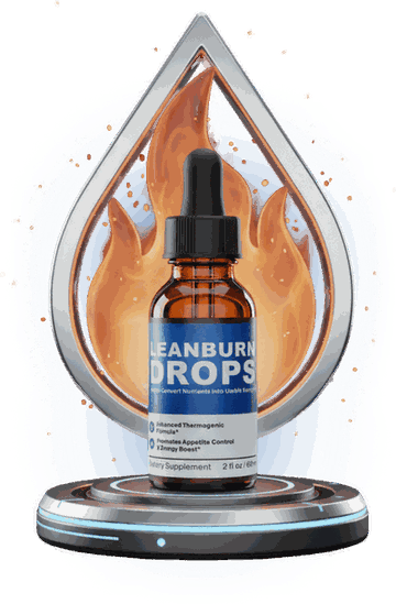 LeanBurn Drops bottle, a 2 fl oz liquid supplement with a dropper